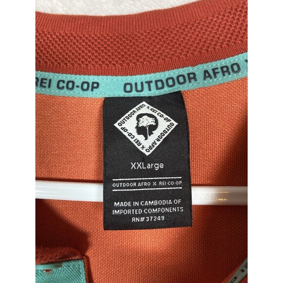 Outdoor Afro REI Co-op Mens 2XL Short Sleeve Polo Shirt Orange Casual Collared - Picture 2 of 6